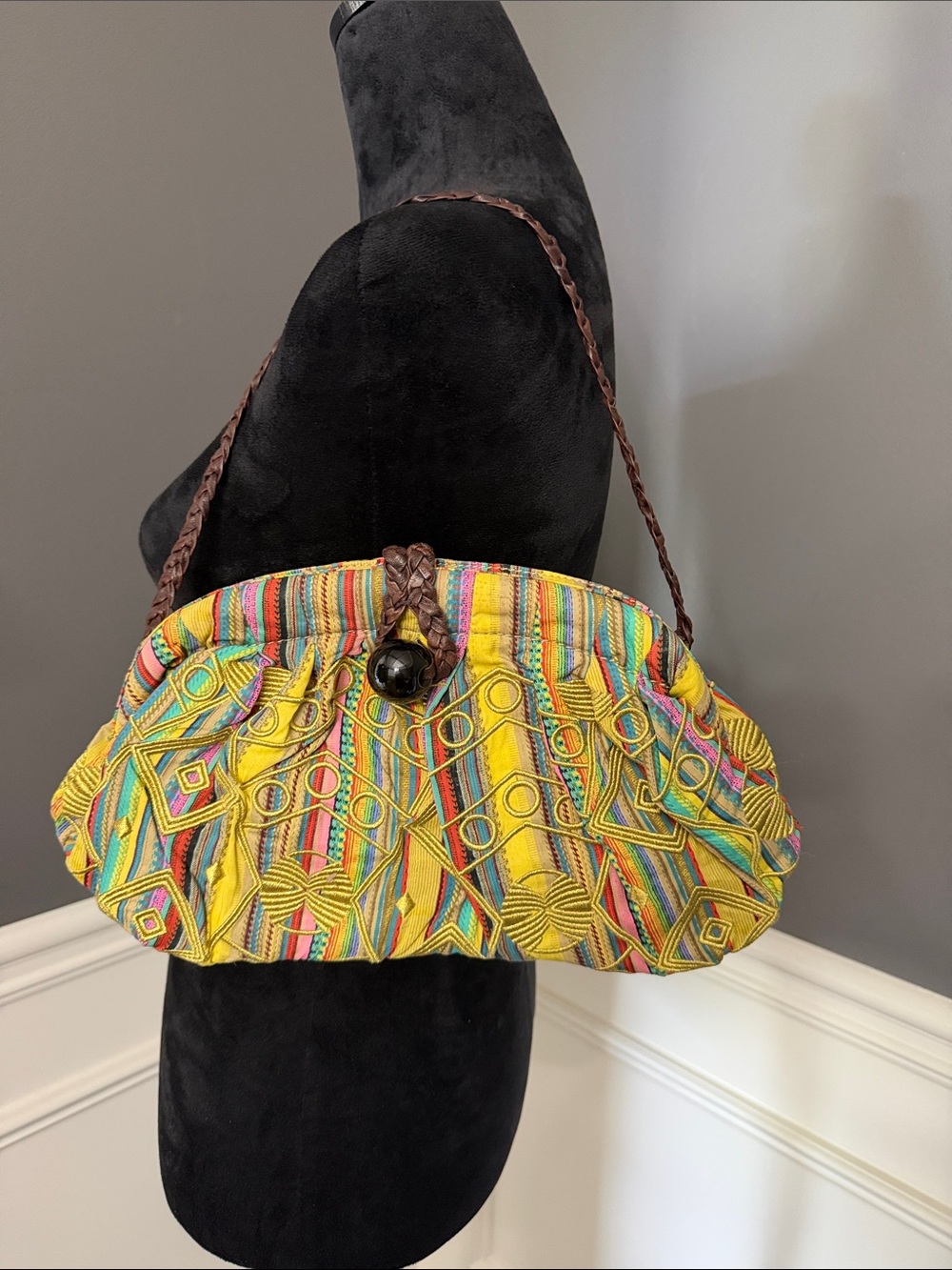 Plenty by Tracy Reese Yellow Multicolor Embroidered Clutch